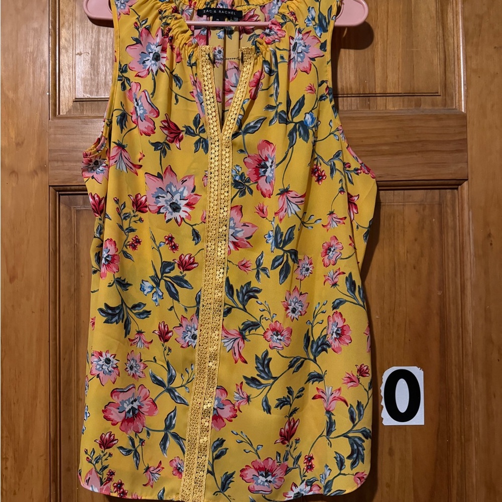 Zac and Rachel yellow floral top.